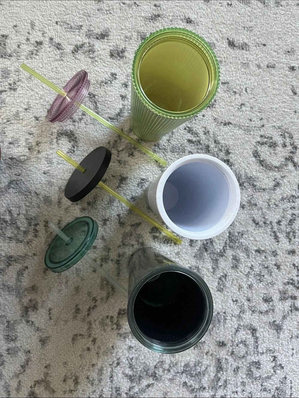 Three Starbucks 24 oz venti cold tumblers.